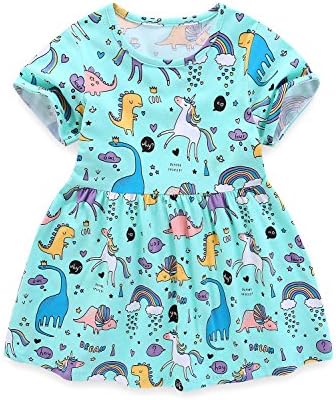 AuroraBaby Twirly Striped Toddler Girls Kids Dress Cute Cotton Summer Dresses for Girls