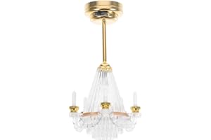 TOYANDONA Dollhouse Chandelier - 1/12 Scale Doll House Ceiling Lamp Miniature Dollhouse Lights Led Battery Operated for Doll House Decoration Accessories