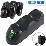 Mystery Best Charger Dock Stand Base Dual Charging Station for Playstation 4 Dual Shock Wireless PS4/ Slim/ Pro Controller with Dual USB HUB Charger Ports & LED Indicator Black - 1 YEAR WARRANTY
