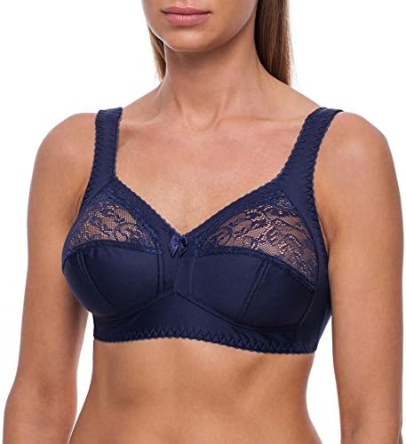 fruitVogue Women's Full Cup Coverage Wireless Wire Free Unpadded Lace Plus Size Bra 40 G Blue (SL_611_90H)