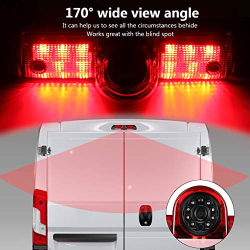 Misayaee Car Third Roof top Mount Brake lamp Camera Brake Light Rear View Backup Camera +7.0 inch TFT Monitor Display Kit for Transporter Express/GMC Savana 2003-2018/Explorer Vans/Chevy Express Kit