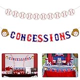 Apipi 2 Pcs Baseball Themed Concessions Banner Concession Stand Sign Baseball Party Supplies Sports Themed Baby Shower Birthday Party Candy Table Decorations