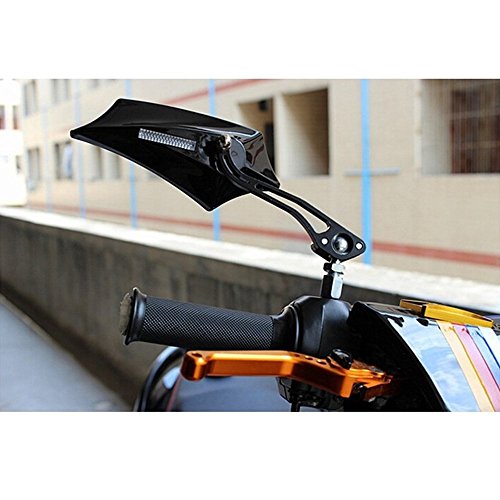 E Supportâ„¢ Black Universal Motorcycle Motorbike Bike 8mm 10mm Rear View Side Mirror Scooter ATV