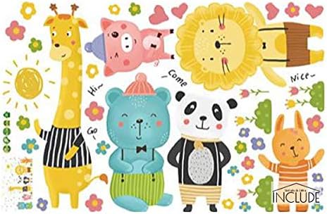 Amazon Include Atmosphere ウォールステッカー キッズ 子供 アニマル 動物 動物園 童話 ライオン キリン パンダ ブタ 熊 アニメ 漫画 やさしい キュート シール 男の子 女の子 遊園地 アニマルキッズ スパークジョイ 待合室 ほのぼの ウォールステッカー オンライン通販