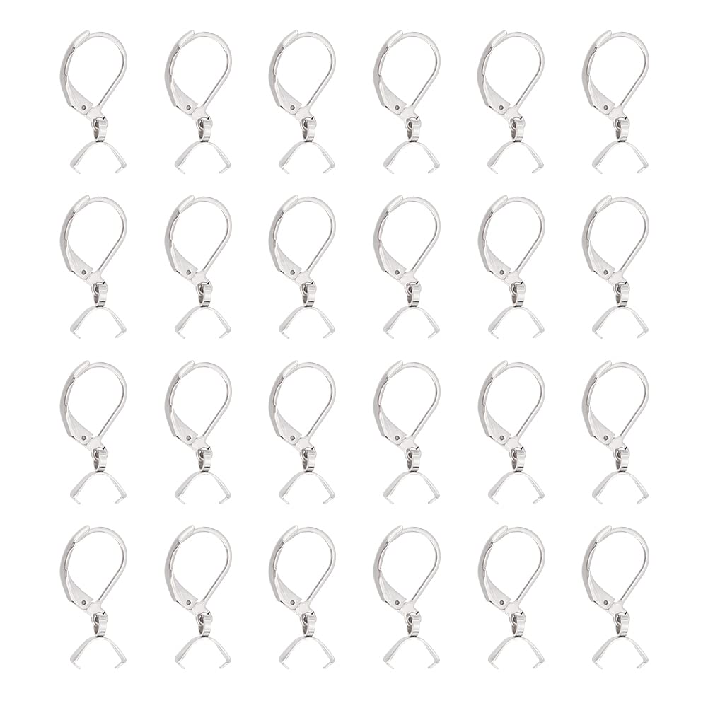 UNICRAFTALE about 50pcs Leverback French Earring Hooks Stainless Steel Hoop Earwire Findings with Ice Pick Pinch Bails Metal Earring Hooks for Dangle Earring Jewelry Making 23.5mm