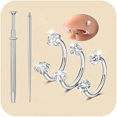 MODRSA Silver Gold Horseshoe Nose Ring 18g Double Gem Horse Shoe Nose Ring Hoop for Women Surgical Steel Half Hoop U Shape Tragus Earring Hoops Labret Lip Helix Piercing Jewelry Septum Rings 18 gauge