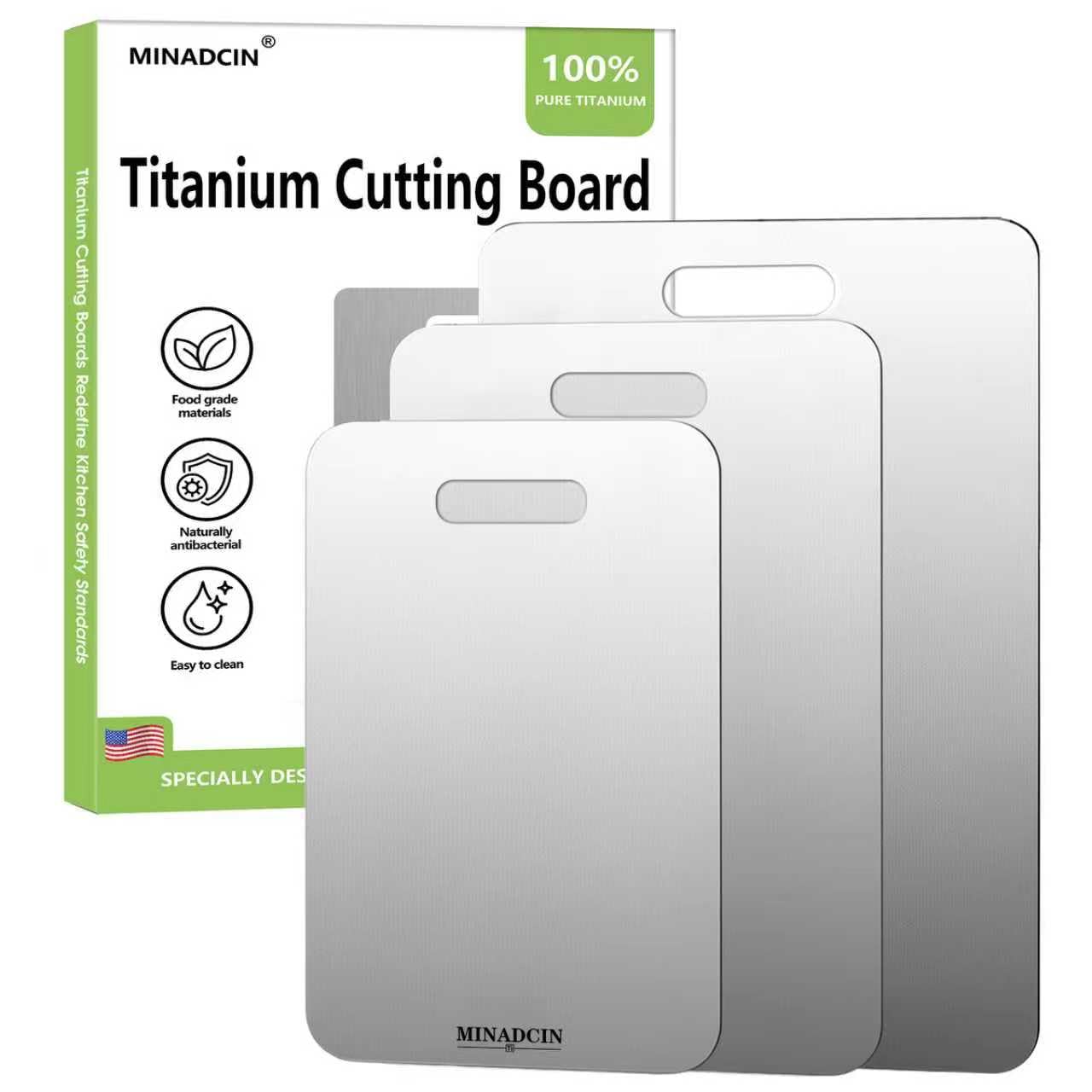 Photo 1 of 3-Pack Titanium Cutting Boards For Kitchen, 100% Pure Cut Titanium Cutting Board, Food Grade Quality, Double-sided non-toxic, Easy To Clean, Dishwasher Safe And Will Not Absorb Odors