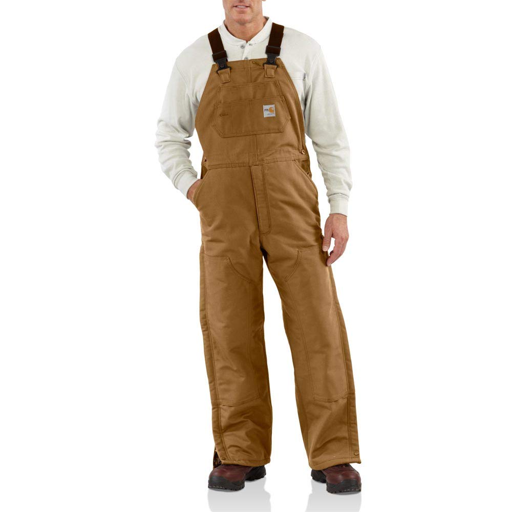Carhartt Men’s Flame Resistant Duck Bib Lined Overall, Brown, 44W x 30L