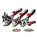 Revolving Leather Hole Punch, Eyelet and Snap Setting Pliers Tool Kit - Great for Crafts, DIY, Belts, Dog Collars, Saddles, Fabric, Watch Bands, Straps, Paper, Includes 100 eyelet and 25 press studs