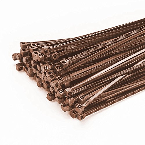 Pack of 100 Cable Ties 200 mm x 3.6 mm for Fence Shading Net Fence Panel in Brown