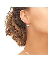 Pendientes de plata de ley con bisel redondo de 0.236 in hechos con cristales de Swarovski.