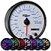 GlowShift White 7 Color 140 MPH Speedometer Gauge - Mounts in Custom Dashboard - Resettable Trip Meter - White Dial - Clear Lens - 3-3/4