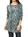 Allegra K Women's Printed Round Neck Long Sleeves Loose Tunic Knitted Top Gray M (US 10)