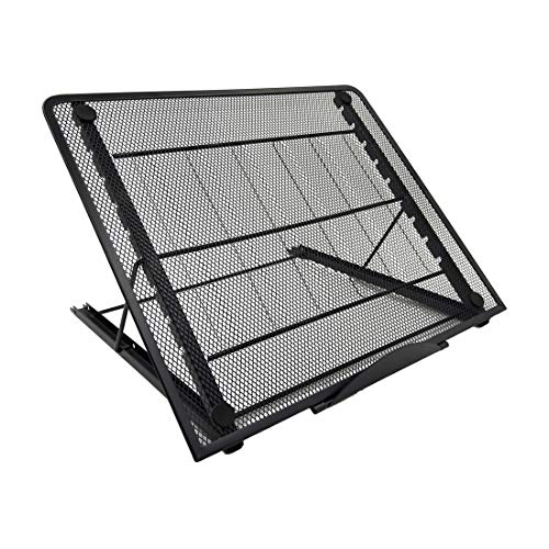 Ventilated Adjustable Foldable Portable Laptop Tablet Stand Riser, Large Version Light Box Laptop Pad Stand with 9 Angles Skidding Prevented Tracing Holder, Fits Up to 10-15.6 inch Notebook, Black