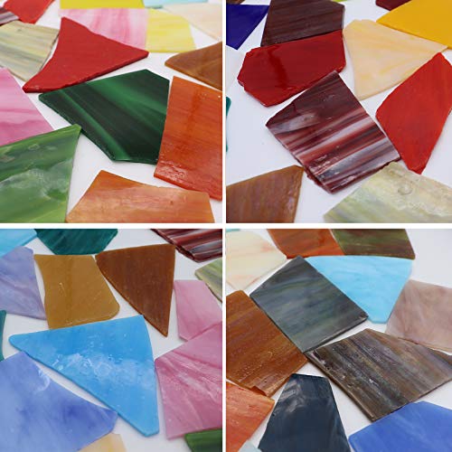LITMIND Stained Glass Scraps Mosaic Tiles for Crafts Bulk, Broken