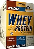 Jarrow Formulas Whey Protein, Supports Muscle Development, 3 Flavor Variety Pack, 12 Count