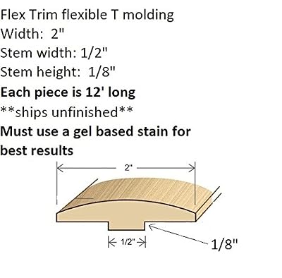 FLEX TRIM flexible T molding- OAK GRAIN - #TMOLD: 2" flex T molding - 12' feet long - OAK GRAIN TEXTURE