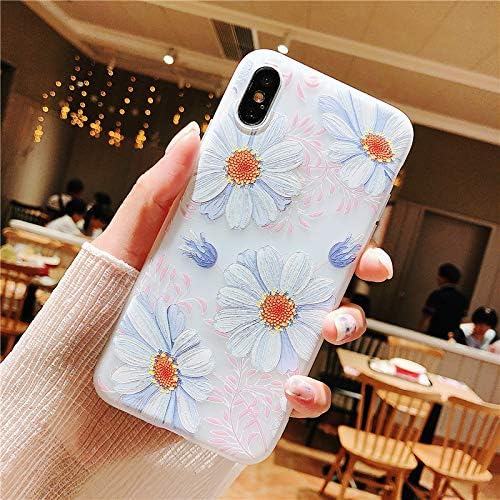 KeKeYM Cute Armor Galaxy S10 Plus Case NEW [Feels So Good In Hand] Premium Pretty 3D Pattern Relief Silicone Shockproof Bumper [Slim] Full Body Cover for Samsung Galaxy S10+ Plus 2019 - Blue Daisy