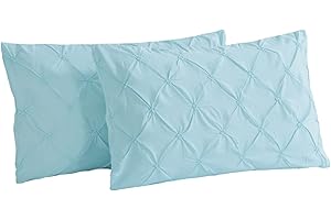 Vaulia Lightweight Soft Microfiber Pintuck Pillow Shams, Well Crafted Pinch Pleat, King Size (20x36) Light Blue 2-Pack
