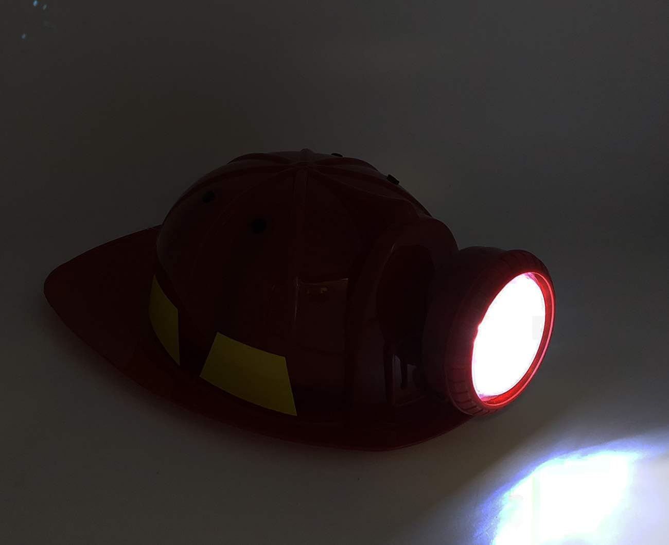 GIFTEXPRESS Deluxe LED Light Up Kids Fireman Hat; Hard Plastic Red Firefighter Rescue Hat with