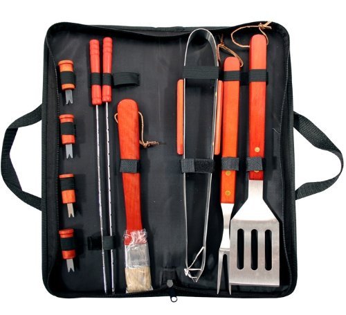 11 Piece BBQ Cooking Tool Set with Carry Bag Stainless Steel Utensils
