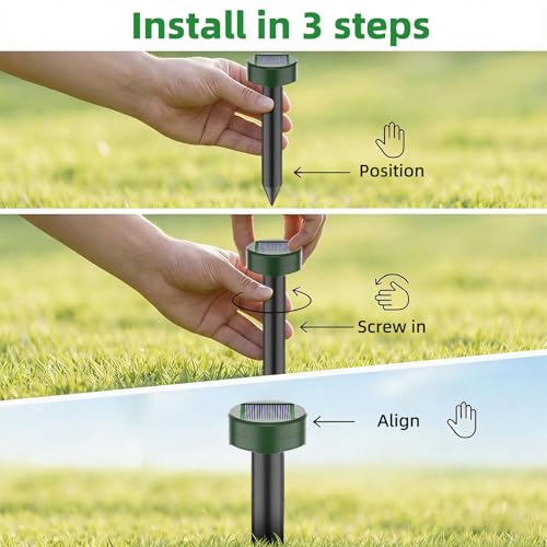 Ahuyentador de Ratas 4 Piezas, Repelente Ratas Ultrasonido Exterior, Ahuyentador de Topos y Ratones Solar, IP65 Impermeable, Anti Topos, Serpientes, Ratones