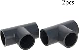 MroMax 25mm PVC Slip Tee Pipe Fitting Gray 2Pcs T-Shape Connector for Pipes view 3