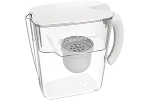 Clearly Filtered No.1 Filtered Water Pitcher/Updated Model/Targets 365+ Contaminants e.g. Fluoride Chlorine PFAS Microplastics Lead Arsenic BPA/BPS Free (Pitcher Includes 1 Filter)