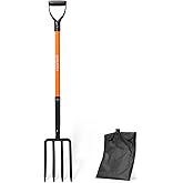 KOLEIYA 4-Tine Garden Fork,Heavy Duty Pitch Fork for Gardening,Digging Fork and Spading Fork for Loosening Soil,Compost Fork with Fiberglass Handle,45 Inch