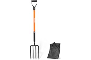 KOLEIYA 4-Tine Garden Fork,Heavy Duty Pitch Fork for Gardening,Digging Fork and Spading Fork for Loosening Soil,Compost Fork with Fiberglass Handle,45 Inch
