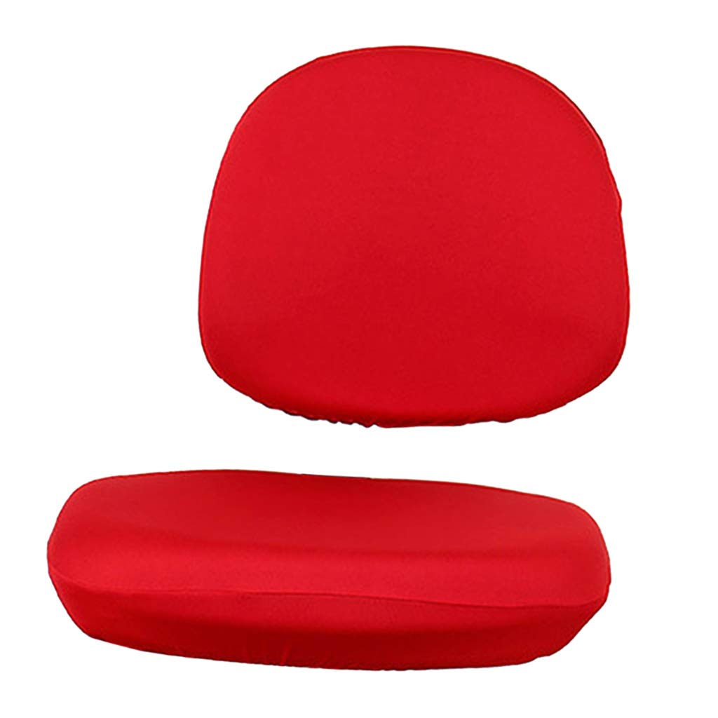 Removable Office Computer Chair Covers Protector Swivel Rotate Office Seat Slipcover (Back Cover and Seat Cover) - Red