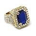 L & L Nation Men's 14k Gold Plated Hip Hop Iced Blue Ruby Cz Ring 7 8 9 10 11 12