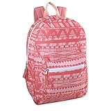 Trailmaker Girls' All Over Printed Backpack 17 Inch With Padded Straps (Peach Tribal)