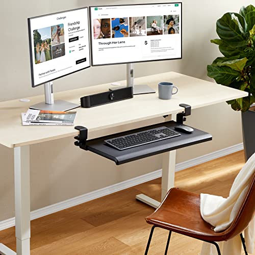 HUANUO Keyboard Tray 27" Large Size, Keyboard Tray Under Desk with C