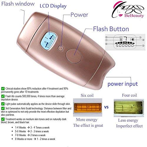 New Revolution at Home Use IPL Permanent Laser Hair Removal for 500,000 Flashes, LCD Epilator Electric 7-Speed Adjustment Automatic Sensing Pulsed Light Hair Painless for Body and Face (FDA Cleared) - Thumbnail 7