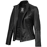 Blingsoul Real Leather Jacket For Women -Women's Stand Collar Style Leather Jackets