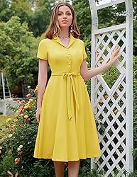Wedtrend Yellow Midi Dress, Women's Vintage