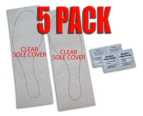 Slip Resistant Rubberized Shoe Sole Cover for Flats, Wedges, or Platforms (5 Pack Clear)
