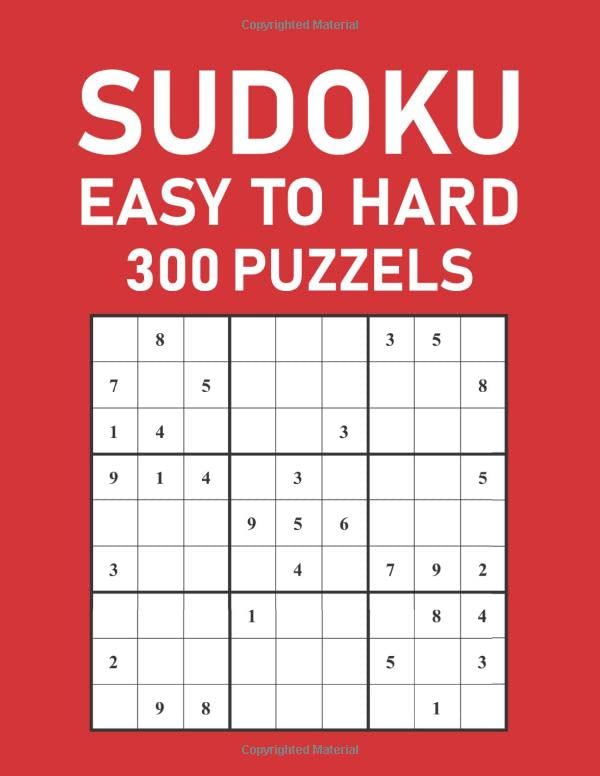 300 Sudoku Puzzels: Easy to Hard, Sudoku Book for Adults
