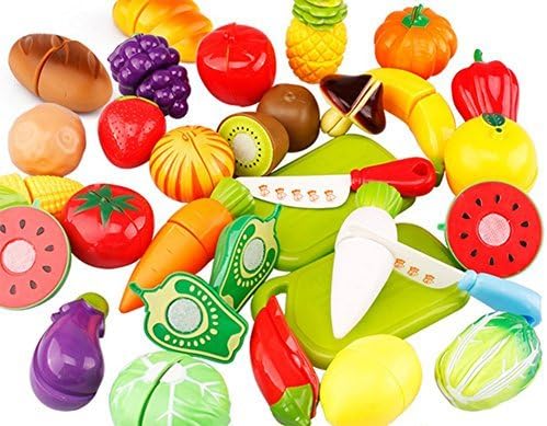 Xpres Faux Fruit Cutting Set Vegetables Play Children Kid Educational Toy A DECOUPER Kitchen Pizza A DECOUPER for Child Baby Kindergarten School 20pc