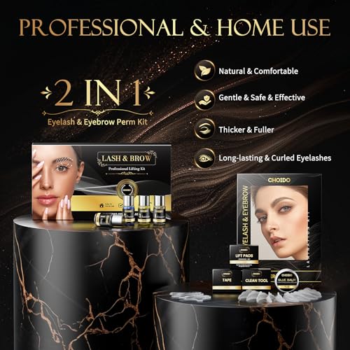 Lash Lift & Brow Lamination Kit 2-in-1, Professional DIY Eyelash Perm for Home Use & Salon, Long-Lasting Curl Effect Up to 8 Weeks - Easy Application