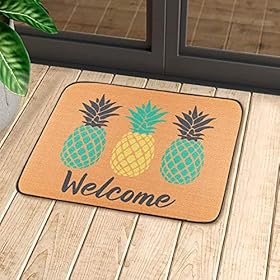 GROBRO7 Pineapple Doormat Summer Linen Welcome Carpet Rubber Non-Slip Reusable Entrance Rug Floor Hawaiian Door Mat… 51za iKYaxL