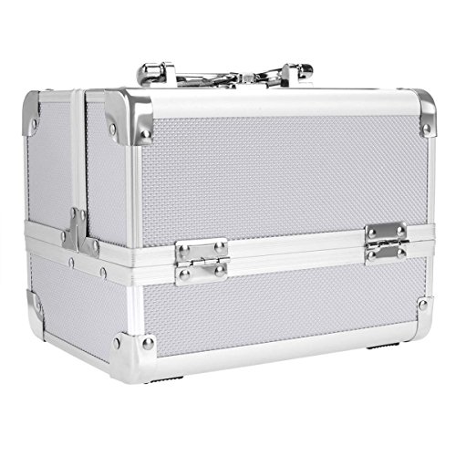 Amdirect Fashion Makeup Travel Case Jewelry Box Lockable Cosmetic Organizer