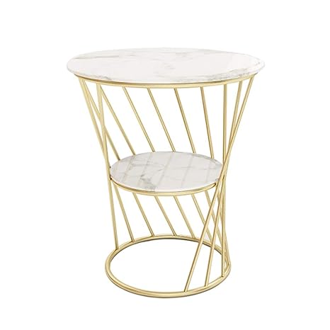 Amazon Com Zhirong 2 Tier Marble Round Side Table Gold