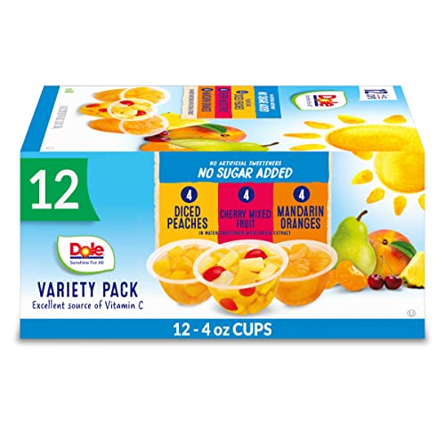 Dole Fruit Bowls No Sugar Added Variety Pack, Peaches, Mandarin Oranges