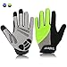 Trideer Padded Full Finger Cycling Gloves, Touch-Screen Mountain Road Gloves Anti-Slip, Bicycle Racing Gloves Biking Gloves (Full Finger Green, S (Fits 6.3-7.0 inches))