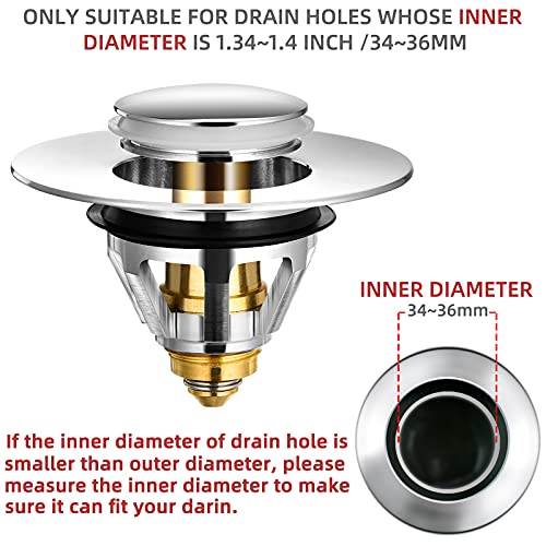 Upgraded Stainless Steel Bathroom Sink Stopper Anti Clogging Bathtub