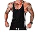 ICOOLTECH Men's Fitness Gym Muscle Cut Stringer Bodybuilding Workout Sleeveless Tank Top Shirts (US - X-Large, Black Blue)