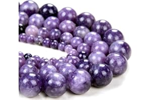 Zenkeeper 116 Pcs Lepidolite Beads for Jewelry Making 6 MM Purple Lepidolite Gemstones Loose Stone Beads