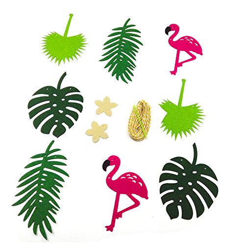 2Pcs Flamingo Cactus Banner Hawaii Luau Party Supplies Tropical Leaves Garland Room Festival Decoration Accessory for Summer children Birthday Non-woven Wedding Plant Theme Pennant